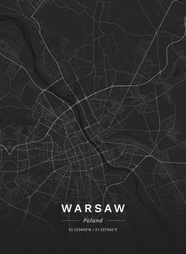 Map Of Warsaw, Poland