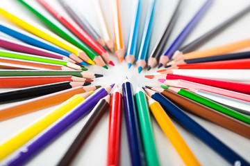 colored pencils lying circle