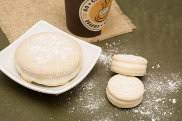 Delicious Alfajores filled with sweet milk.