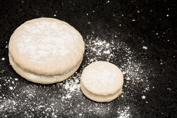 Delicious Alfajores filled with sweet milk.