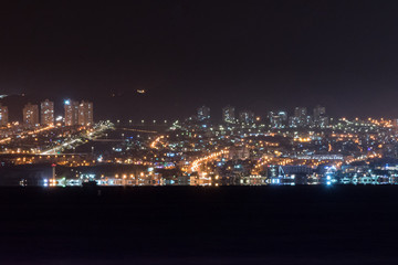 Fototapeta na wymiar View of Eilat, Israel from Aqaba, Jordan at night.