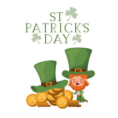 st patricks day label with leprechaun character
