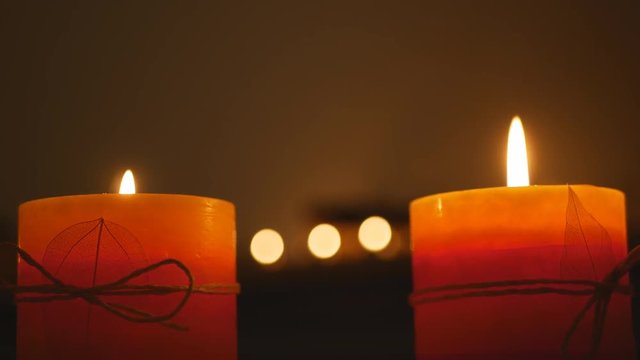 Beautiful composition with candles.Spa massage and body treatment