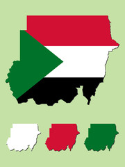 Sudan map with national flag 