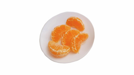 Fototapeta na wymiar Tangerine segments in a yogurt