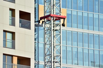 Crane attached to building