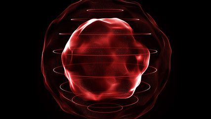 Futuristic sphere of dots. Abstract particles background with sphere.Globalization interface. Sense...