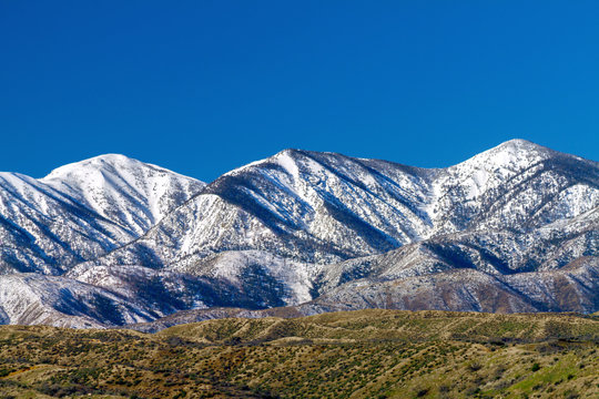 North side view of the San Gabriel Mounatins in Southerm California, taken from the Mojave Desert