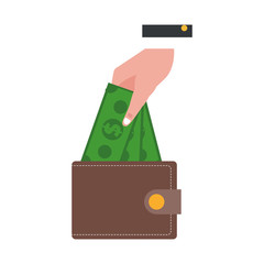 businessman hand with wallet and cash