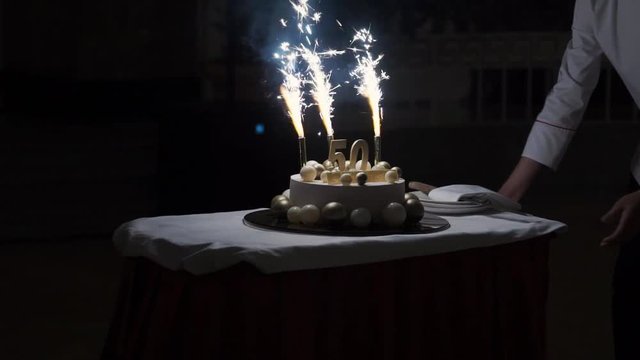 50th years anniversary celebration cake with fireworks