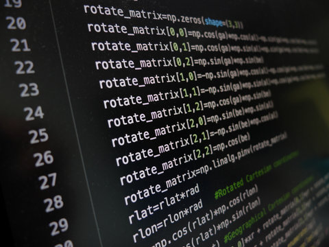 Closeup of the python code on the monitor