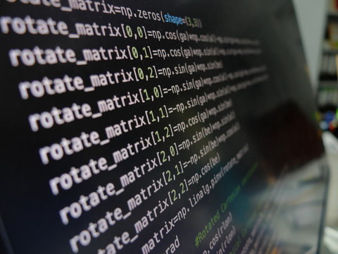 Closeup of the python code on the monitor