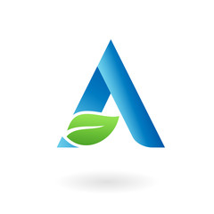 A letter natural organic leaf blue cool logo