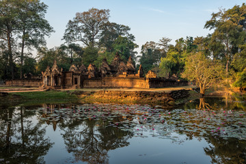 Fototapeta na wymiar Banteay Srei is a Hindu temple dedicated to Shiva in Angkor, Cambodia