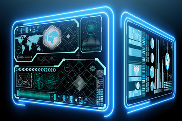 Abstract data room with futuristic design - 3d rendering