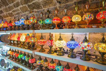 Oriental lamps in vintage store of Kotor