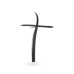 Obraz premium Hand drawn christian cross signs. Brush painted black icon. Vector illustration isolated on white background.