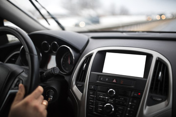 Obraz na płótnie Canvas Dashboard system of modern car with mockup.