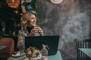 Woman typing on laptop