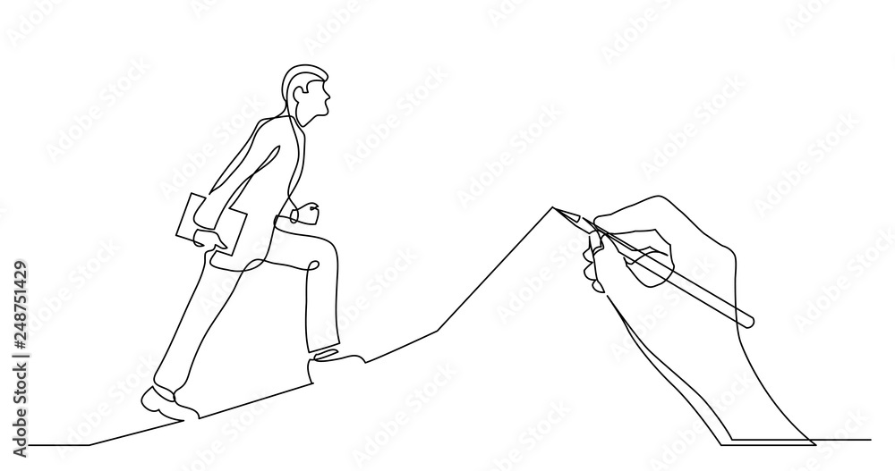 Canvas Prints hand drawing business concept sketch of man climbing on corporate career ladder