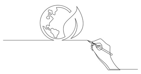 hand drawing business concept sketch of of green energy planet earth symbol