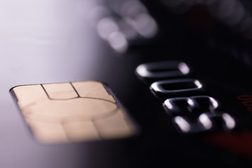 Credit card close reflexion and chip
