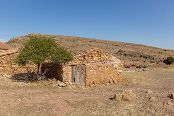 rural huts in Monforte de Moyuela, province of Teruel, Aragon, Spain