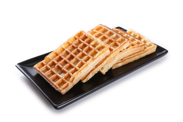 gaufre au sucre sur fond blanc,pâtisserie