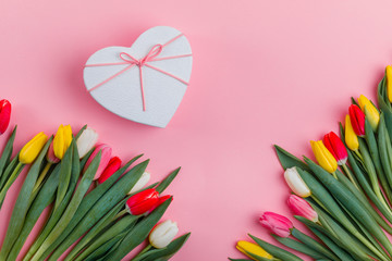 Valentine's Day background. Beautiful fresh tulips.