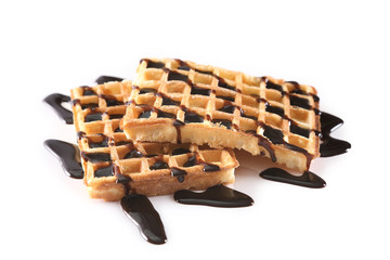 gaufre au chocolat sur fond blanc	