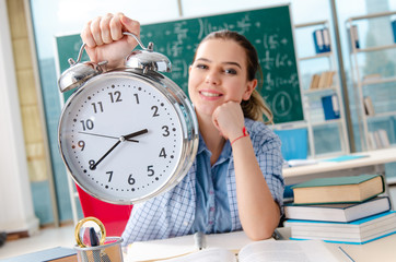 Female student sitting in the classroom