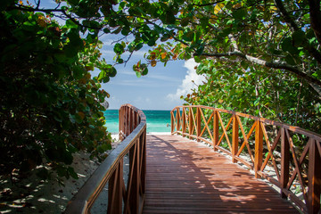Boardwalk to a beach in Varadero, Cuba.