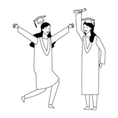 graduation celebration girls black and white