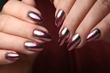 stylish design of manicure on long beautiful nails