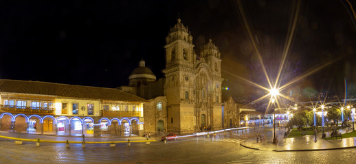 Cusco, Peru, -January 2019  Panoramic view of Plaza de Armas Cusco, Peru