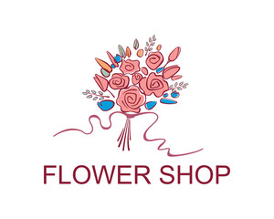 Logo of the flower shop. Stylized graphic bouquet. Vector graphics