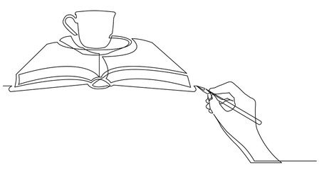 hand drawing business concept sketch of book cap of tea