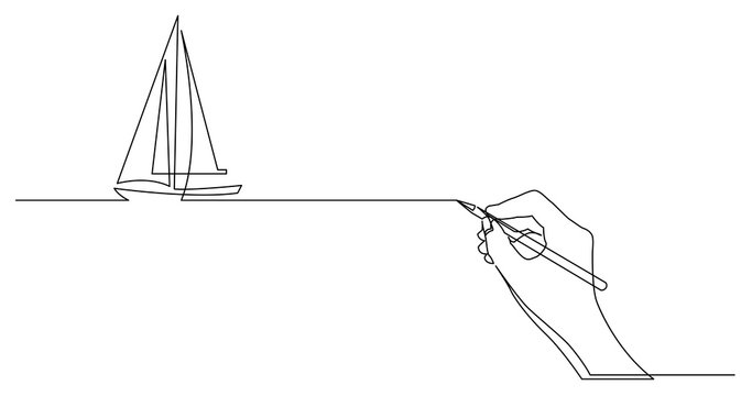 hand drawing business concept sketch of sailing boat