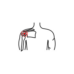 shoulder problems, pain icon. Element of health care for mobile concept and web apps icon. Thin line icon for website design and development, app development