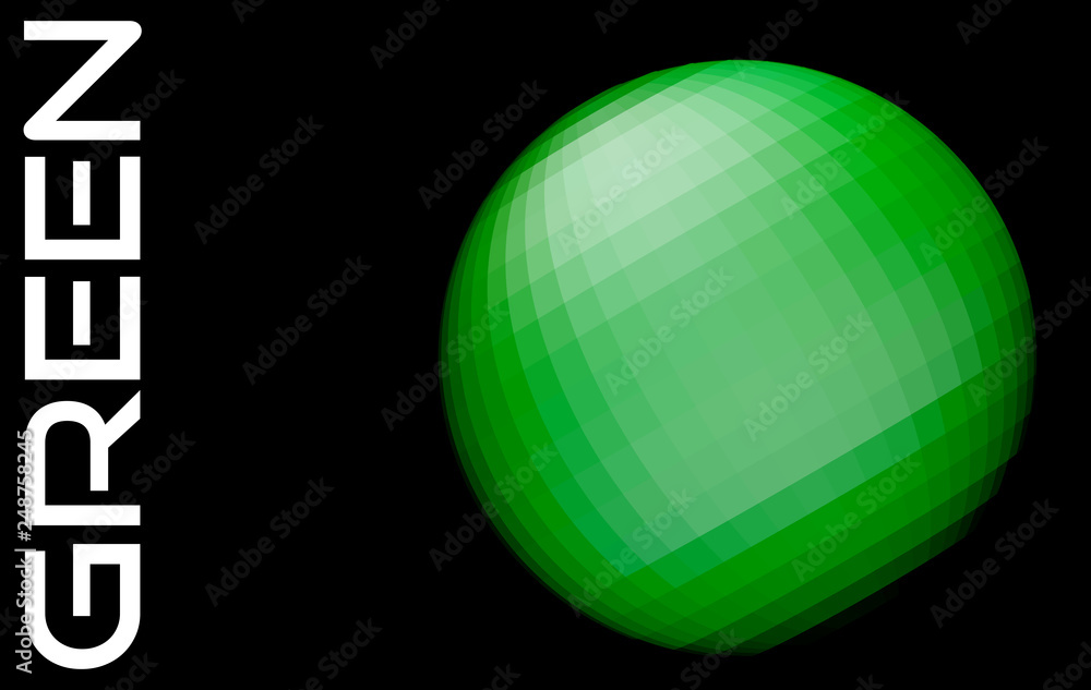 Aufkleber abstract green sphere on a black. vector graphics