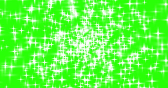 Stars lighting is 1,000 stars floating on a green background - used as an effect in animated cartoons or in movies.