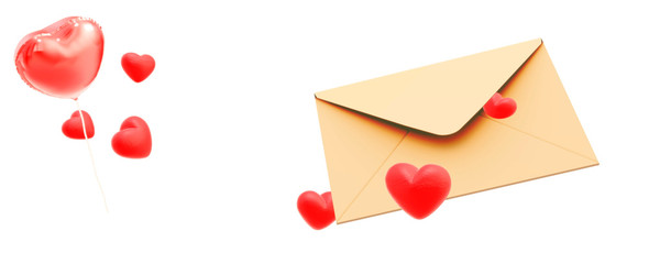 Valentine's Day background. Love background. Read hearts and envelope.