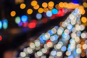 Abstract blur of Evening traffic jam on road in city. Out of focus lights from cars in a traffic jam. lights car traffic jam of a street road at night. Road traffic jam night,blur focus