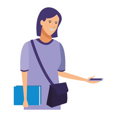 girl casual outfit smartphone