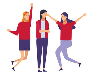 Fototapeta premium girls cheerful gesture jump