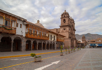 Fototapeta na wymiar Cusco, Peru, -January 2019 Panoramic view of Plaza de Armas Cusco, Peru