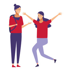 girls cheerful conversation