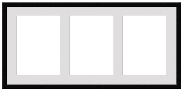 A black frame with space for three photographs