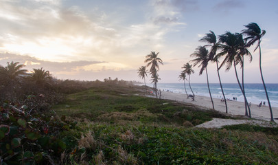Fototapeta na wymiar Twilight at Santa Maria del Mar Beach, Havana, Cuba