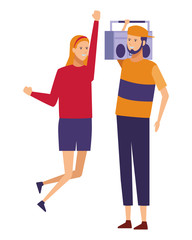 couple casual radio stereo party